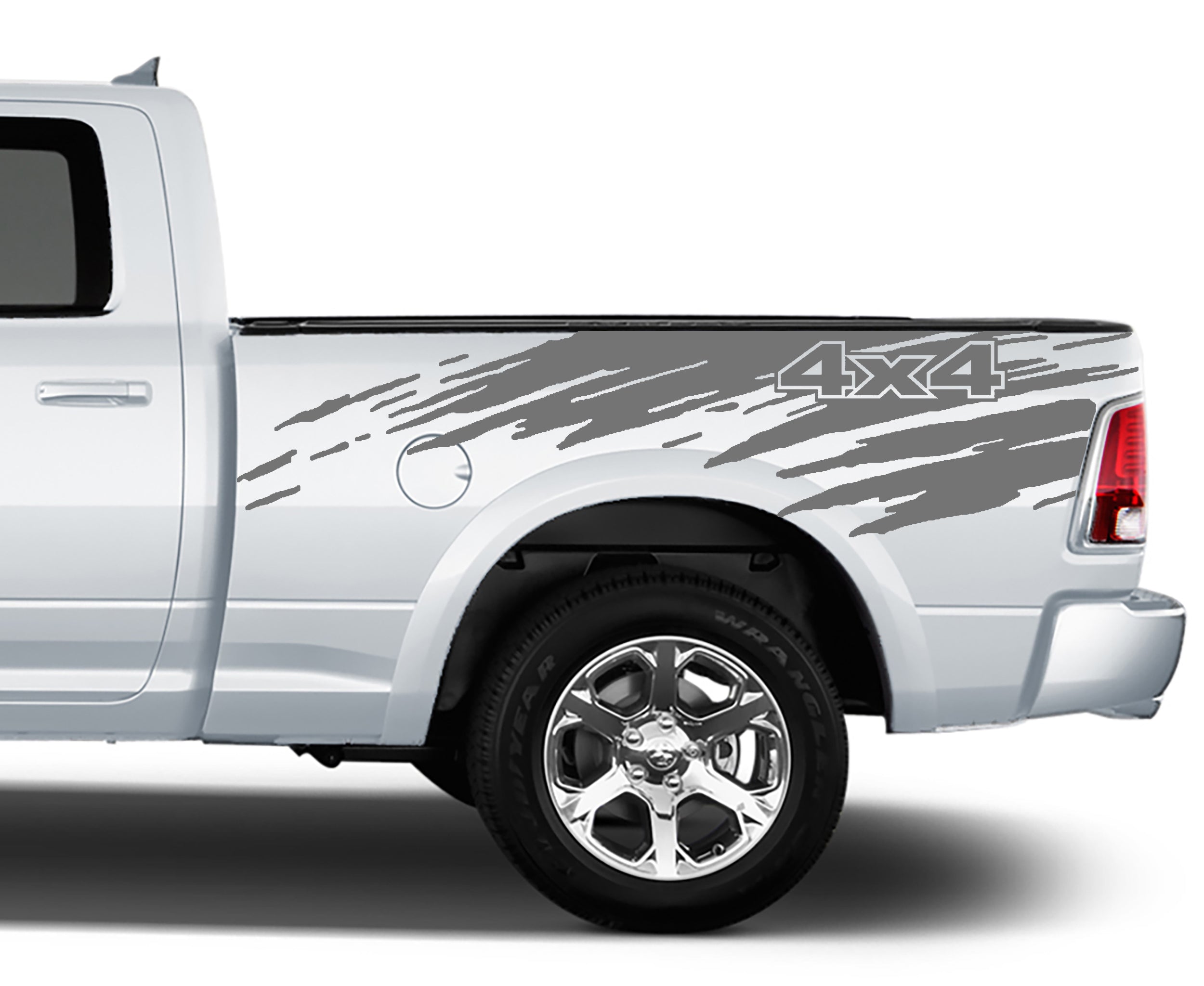 Mud Splash bed graphics for dodge ram 2008 to 2018 models gray