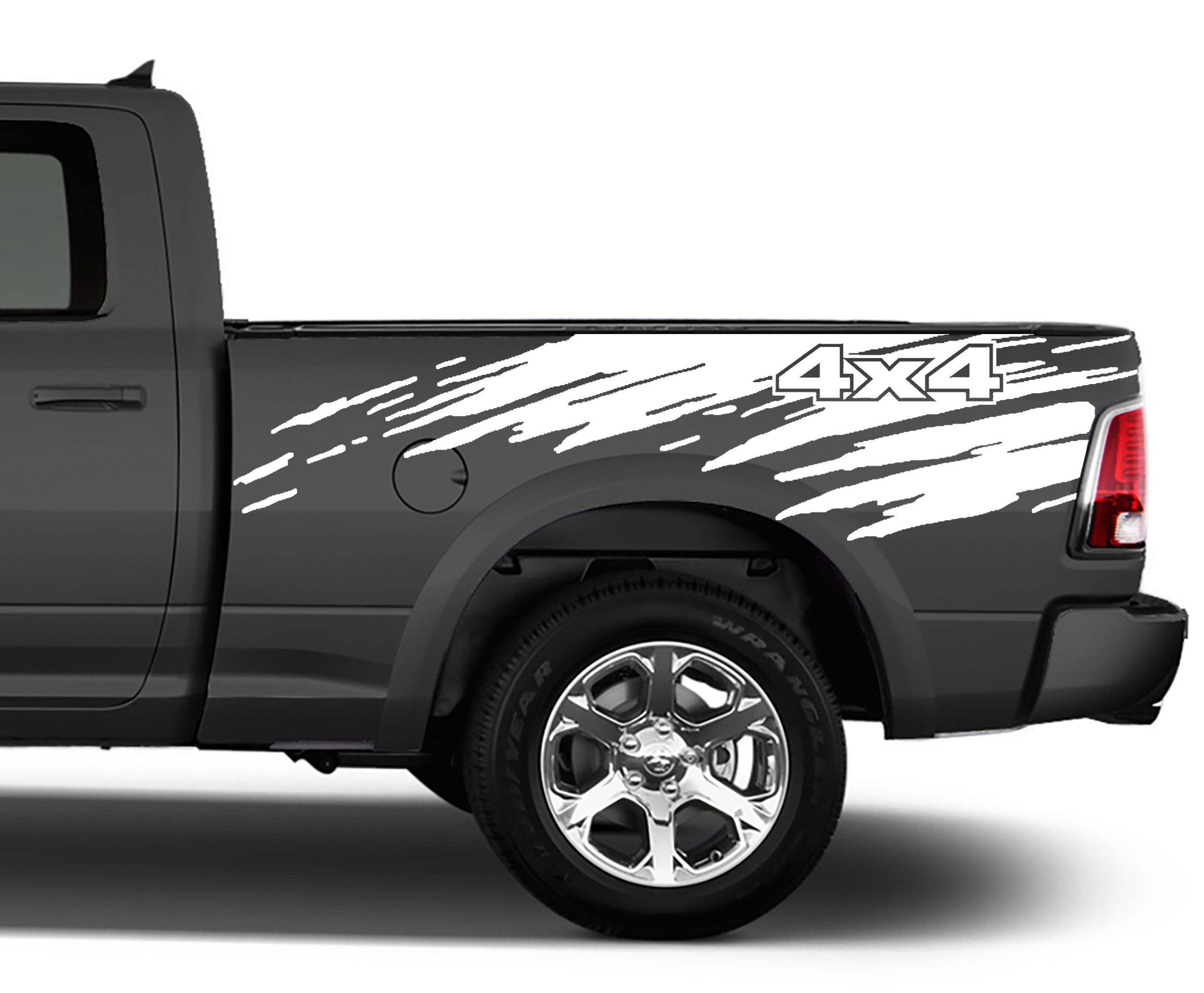 Mud Splash bed graphics for dodge ram 2008 to 2018 models white