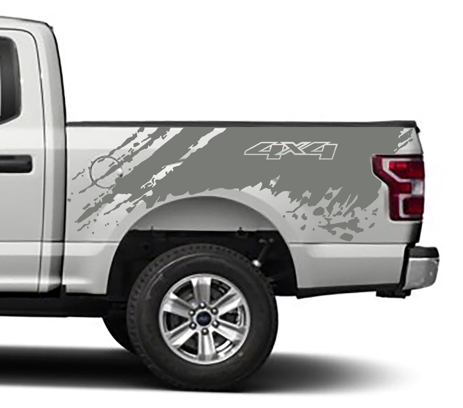 mud splash 4x4 bed graphics for ford f 150 2015 to 2020 models gray