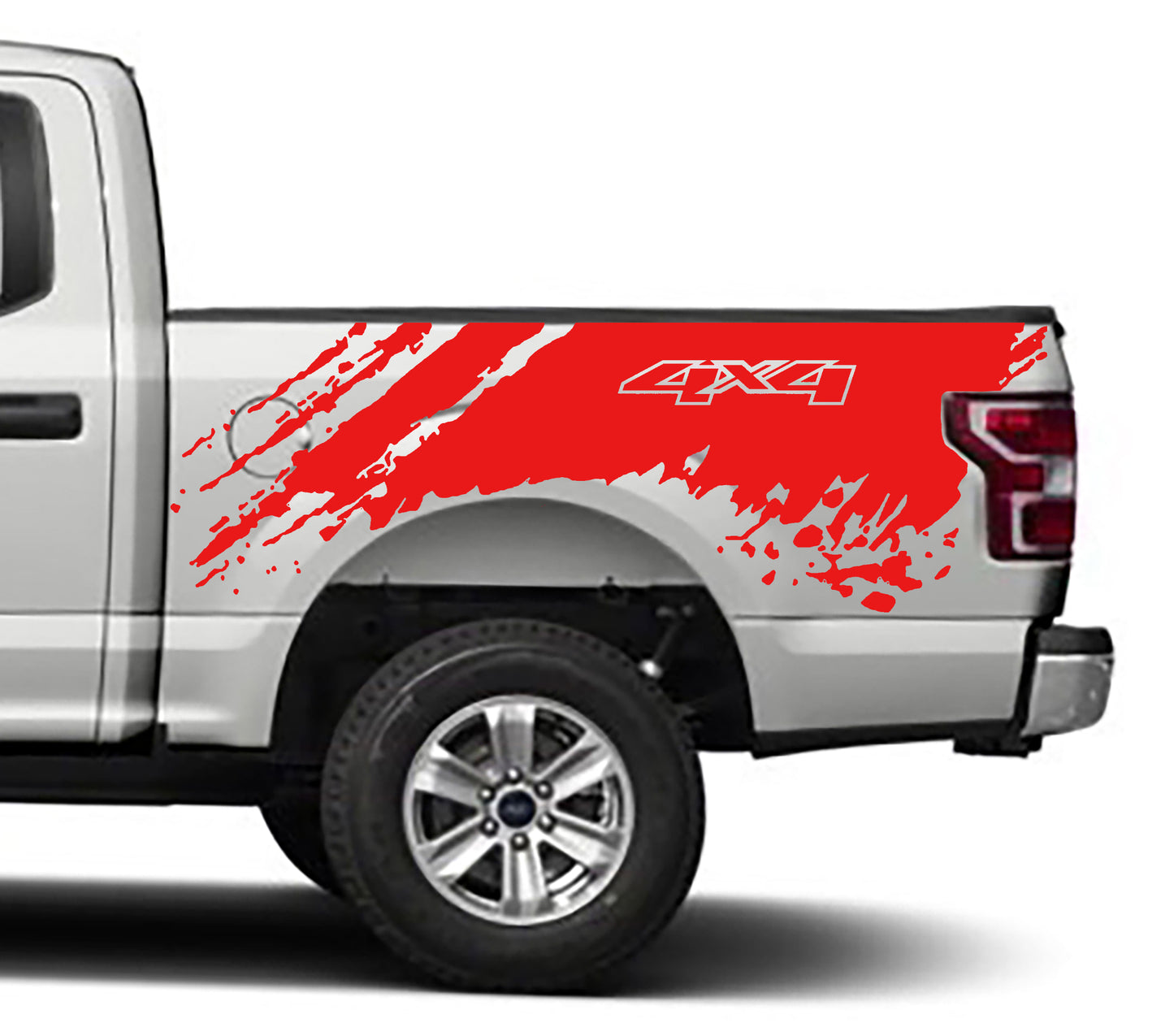 mud splash 4x4 bed graphics for ford f 150 2015 to 2020 models red