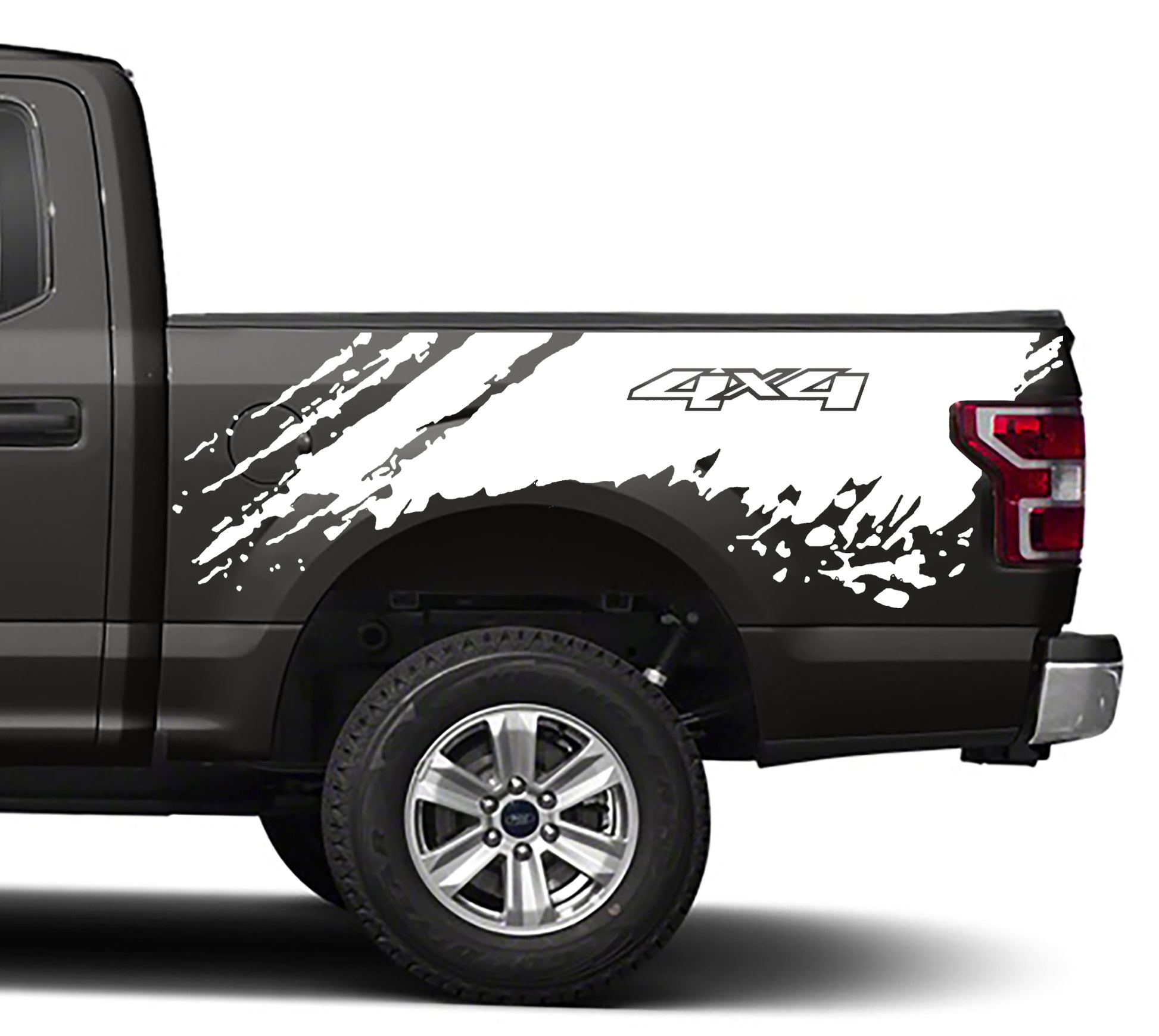 mud splash 4x4 bed graphics for ford f 150 2015 to 2020 models white
