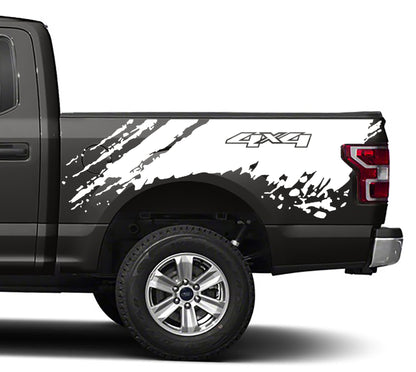 mud splash 4x4 bed graphics for ford f 150 2015 to 2020 models white