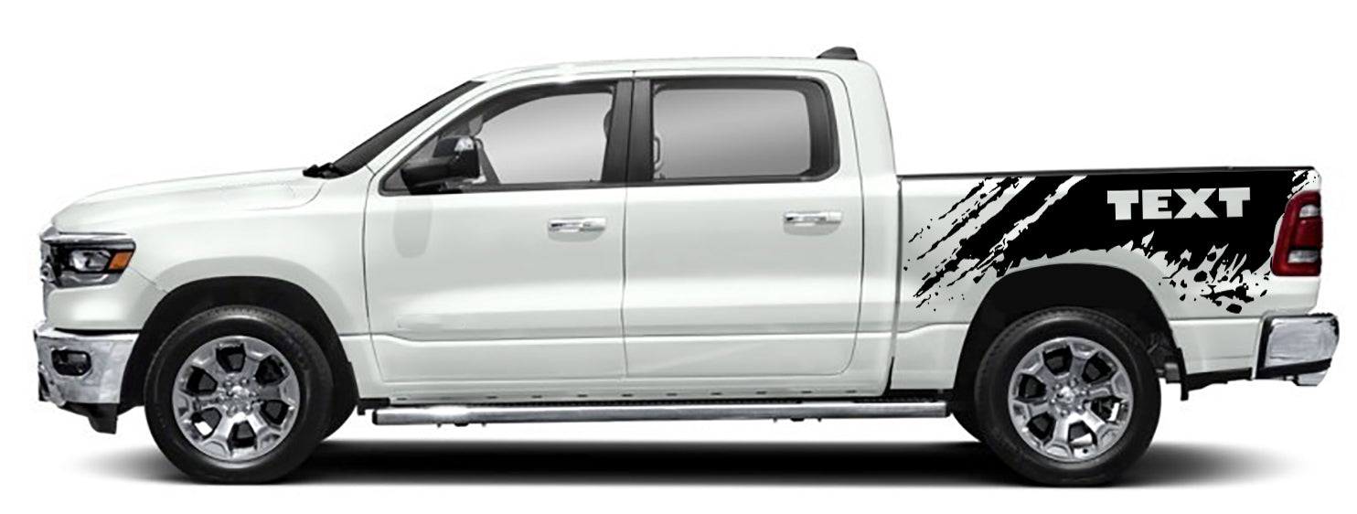 Dodge Ram Mud Splash Bed Decals (Pair) : Vinyl Graphics Kit Fits (2019-2023)
