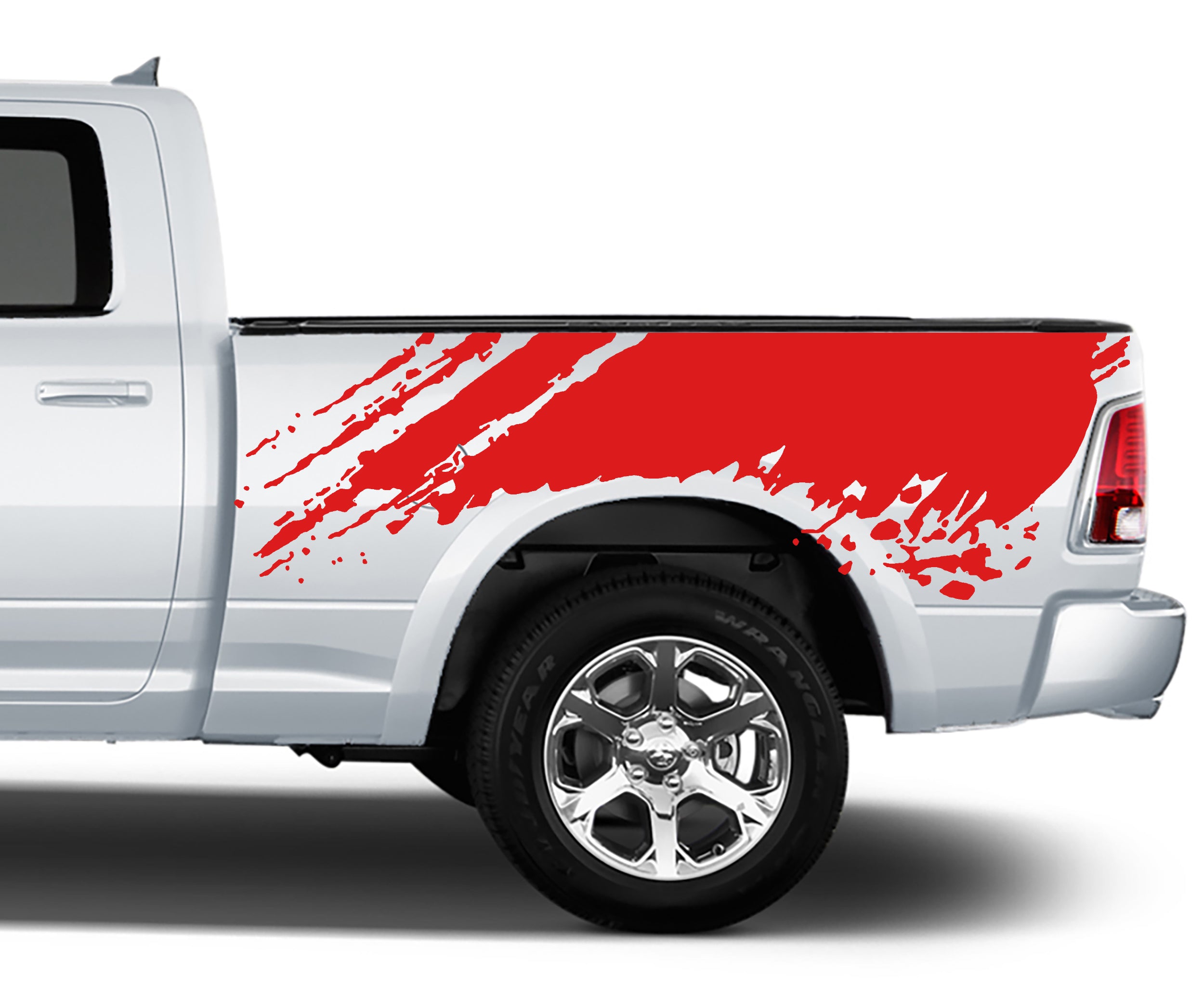 mud splash bed graphics for dodge ram 2008 to 2018 models red