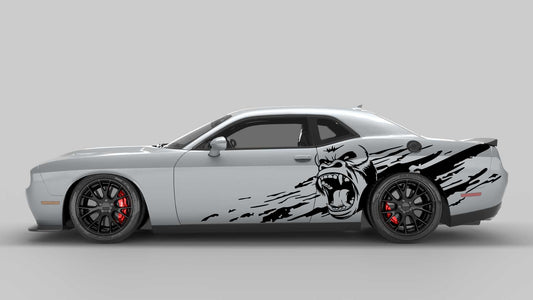 Monkey style mud splash side decals graphics compatible with Dodge Challenger