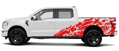 Nightmare side vinyl graphics for ford f 150 2021 to 2023 models red