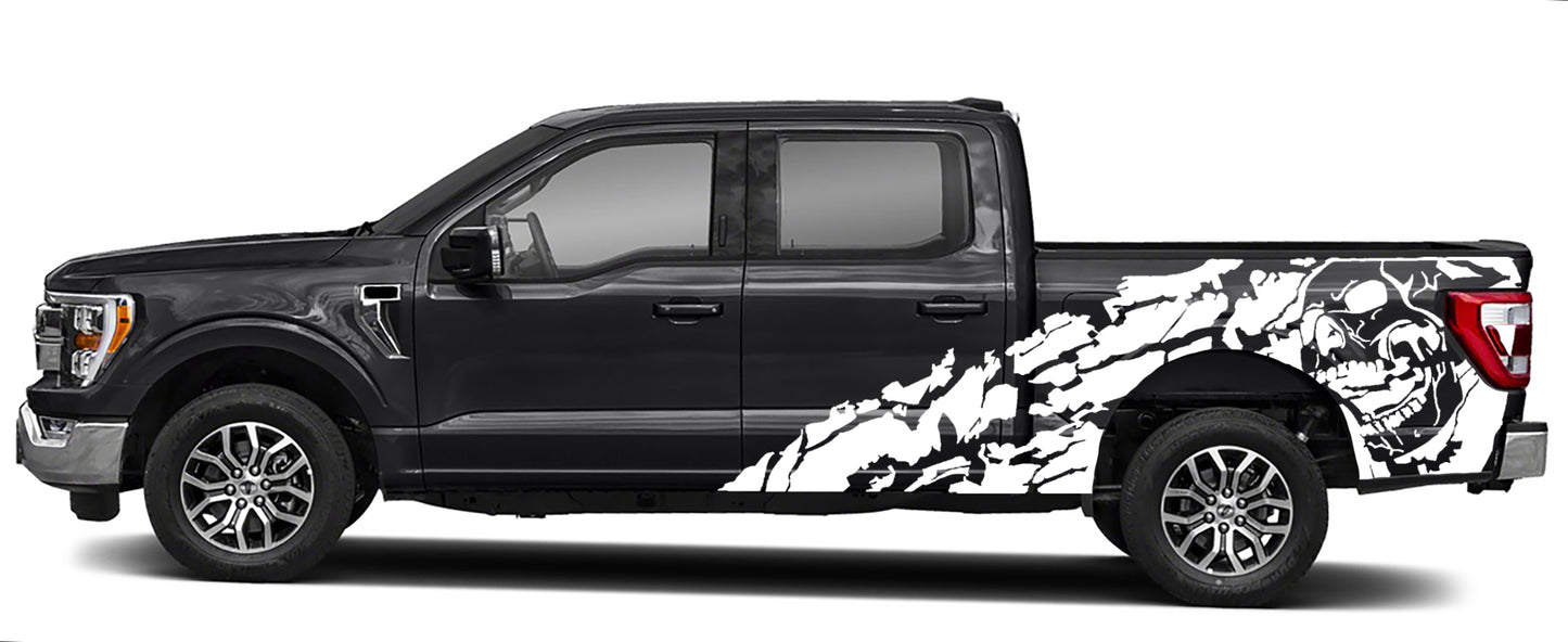 Nightmare side vinyl graphics for ford f 150 2021 to 2023 models white