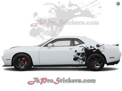 Dodge Challenger Skull Side Decals (Pair) - Vinyl Graphics Kit Fits 2008-2023 Models