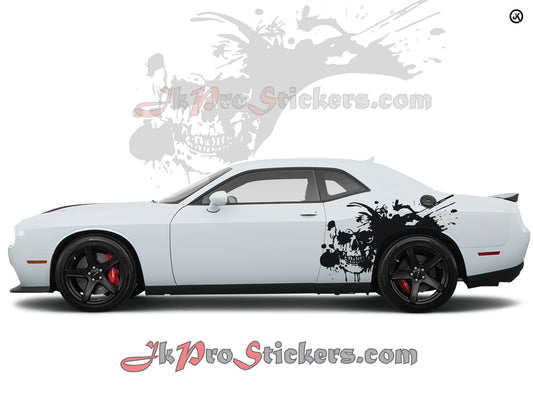 Dodge Challenger Skull Side Decals (Pair) - Vinyl Graphics Kit Fits 2008-2023 Models