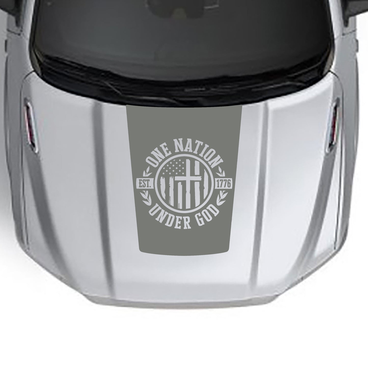 one nation under god base hood graphics for dodgr ram 1500 2019 to 2023 models gray