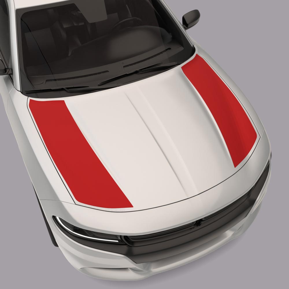 Outer Edge Accent Hood Stripes white car red stripes