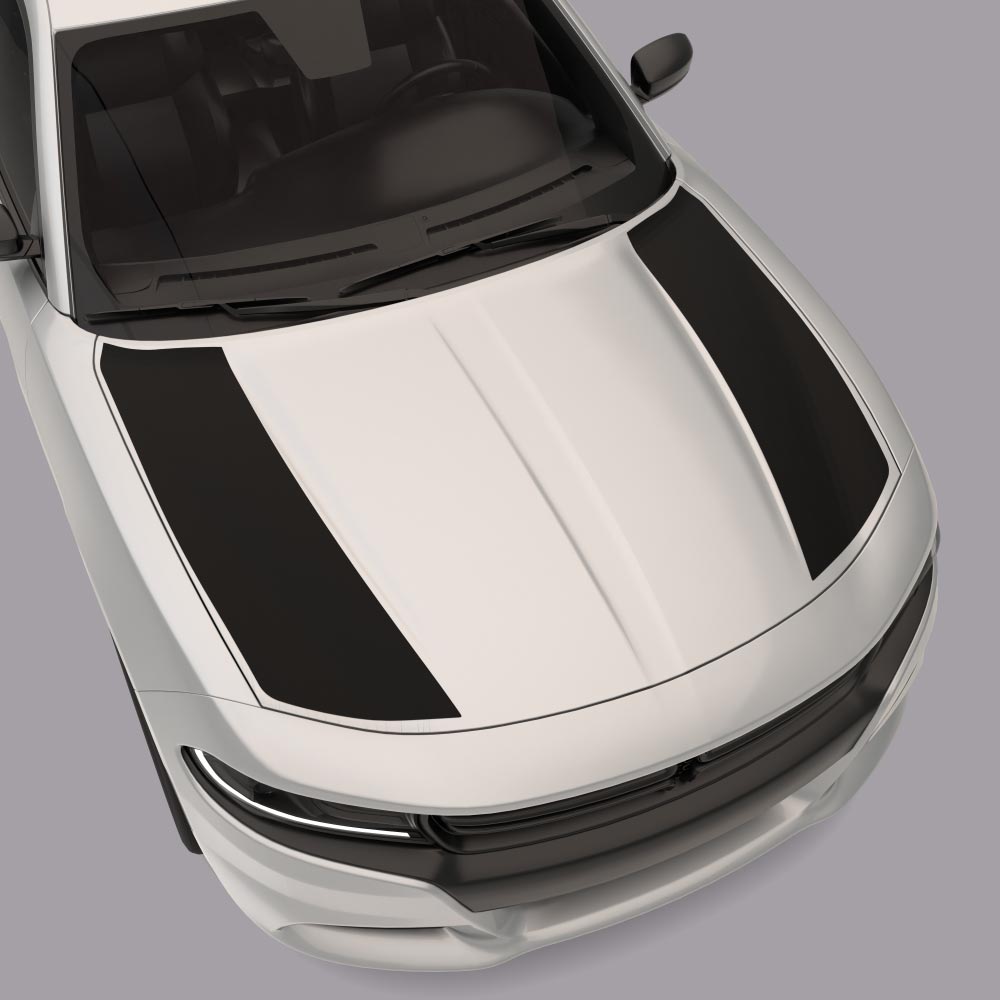Outer Edge Accent Hood Stripes white car black stripes