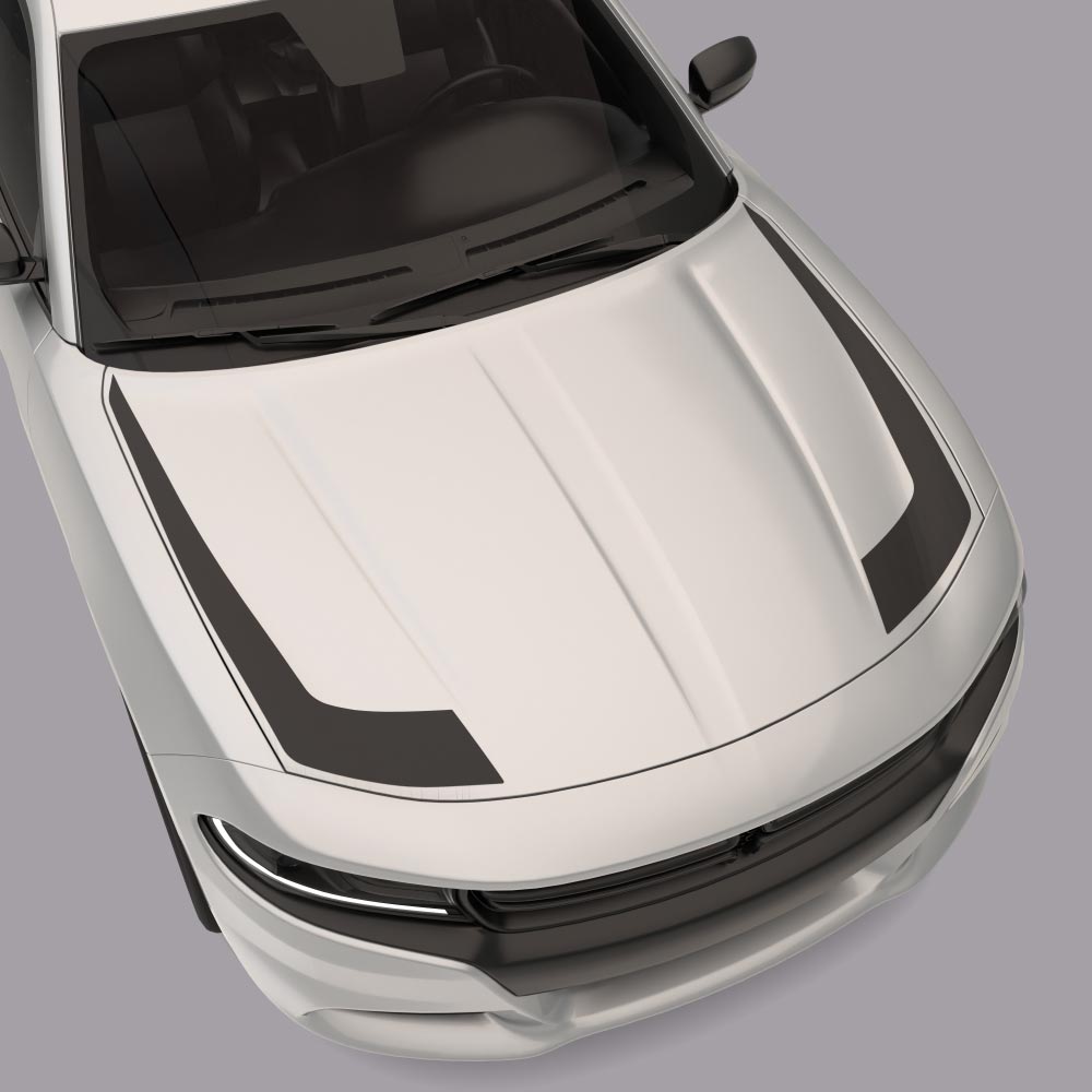 Outer Edge Hood Hockey Stripes white car matte black stripes