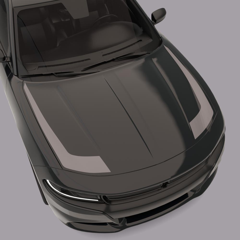 Outer Edge Hood Hockey Stripes black car gray stripes