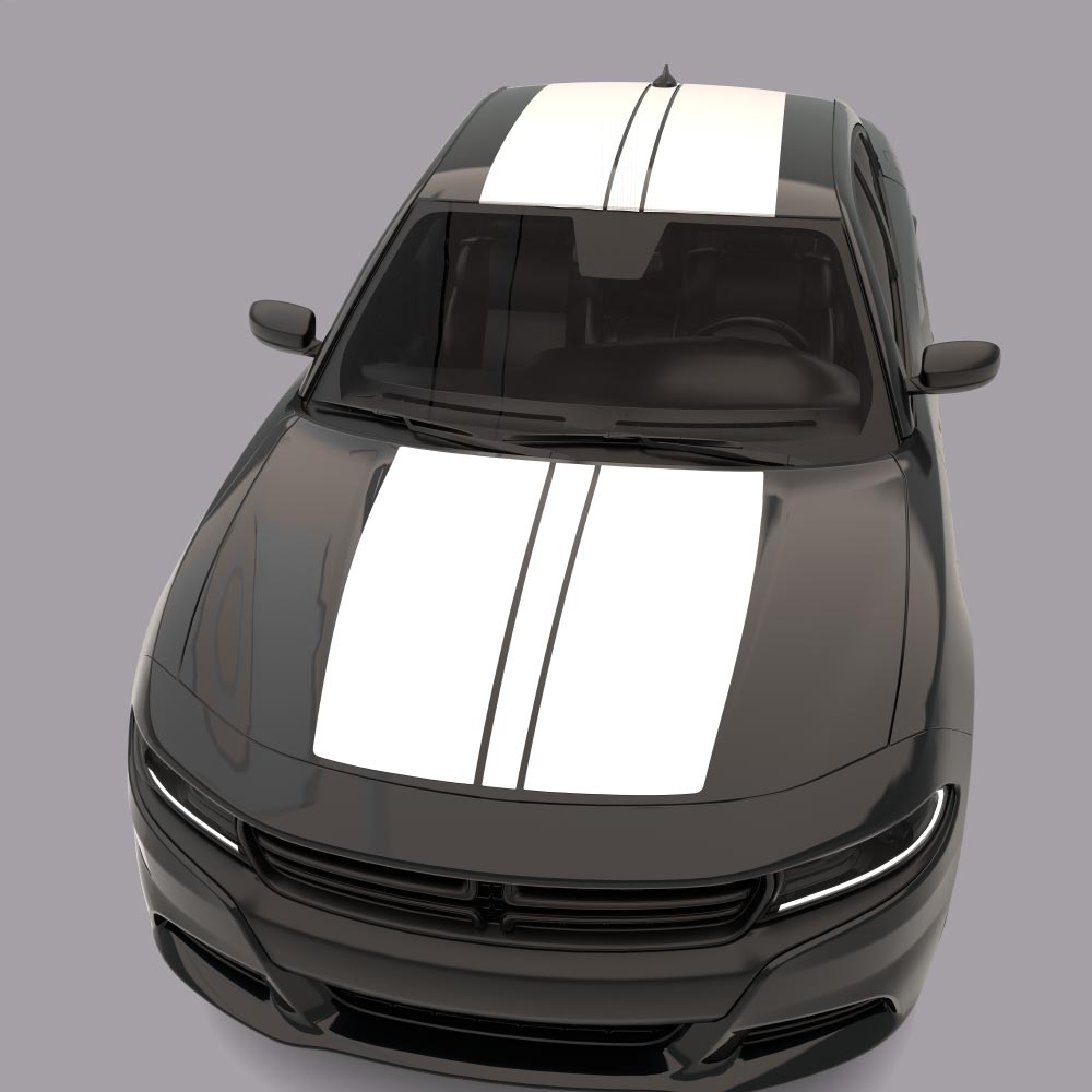 Over The Top Sports Stripes black car white stripes