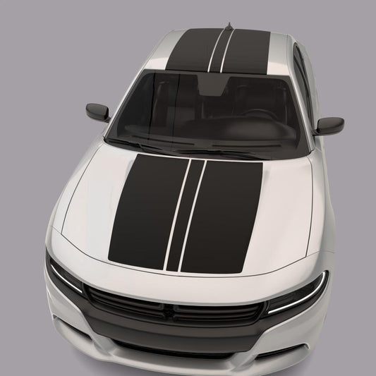 Over The Top Sports Stripes white car black stripes