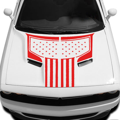 Patriot American flag hood decals for dodge challenger 2015 to 2023 models red