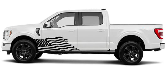 Ford F-150 US Flag Fender Decals (Pair) : Vinyl Graphics Kit Fits (2021-2023)