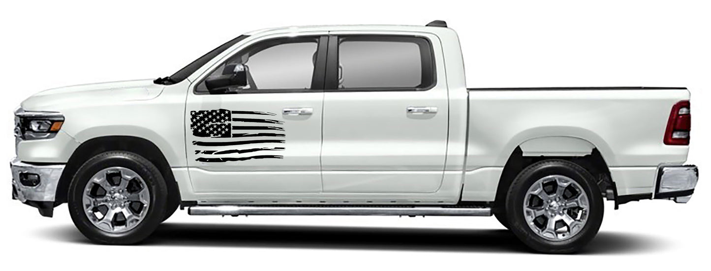 Patriot american flag door graphics for dodge ram 1500 2500 2019 to 2023 models black