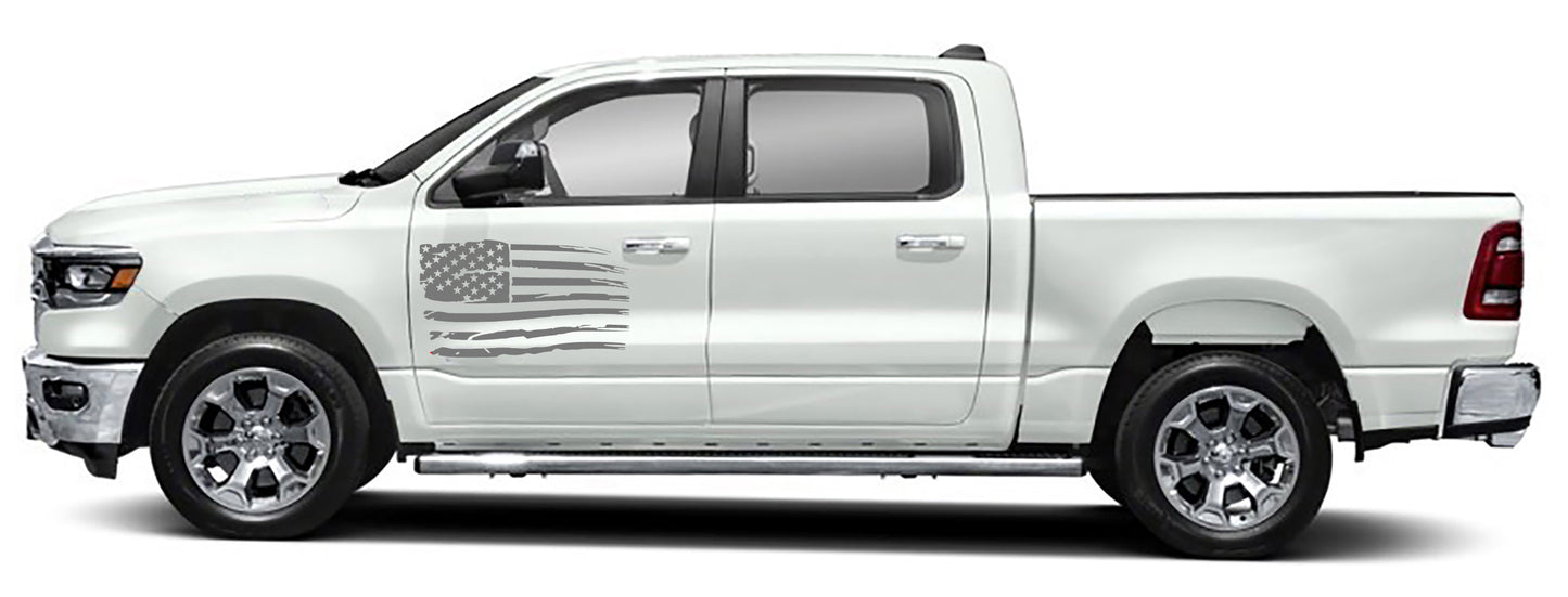 Patriot american flag door graphics for dodge ram 1500 2500 2019 to 2023 models gray
