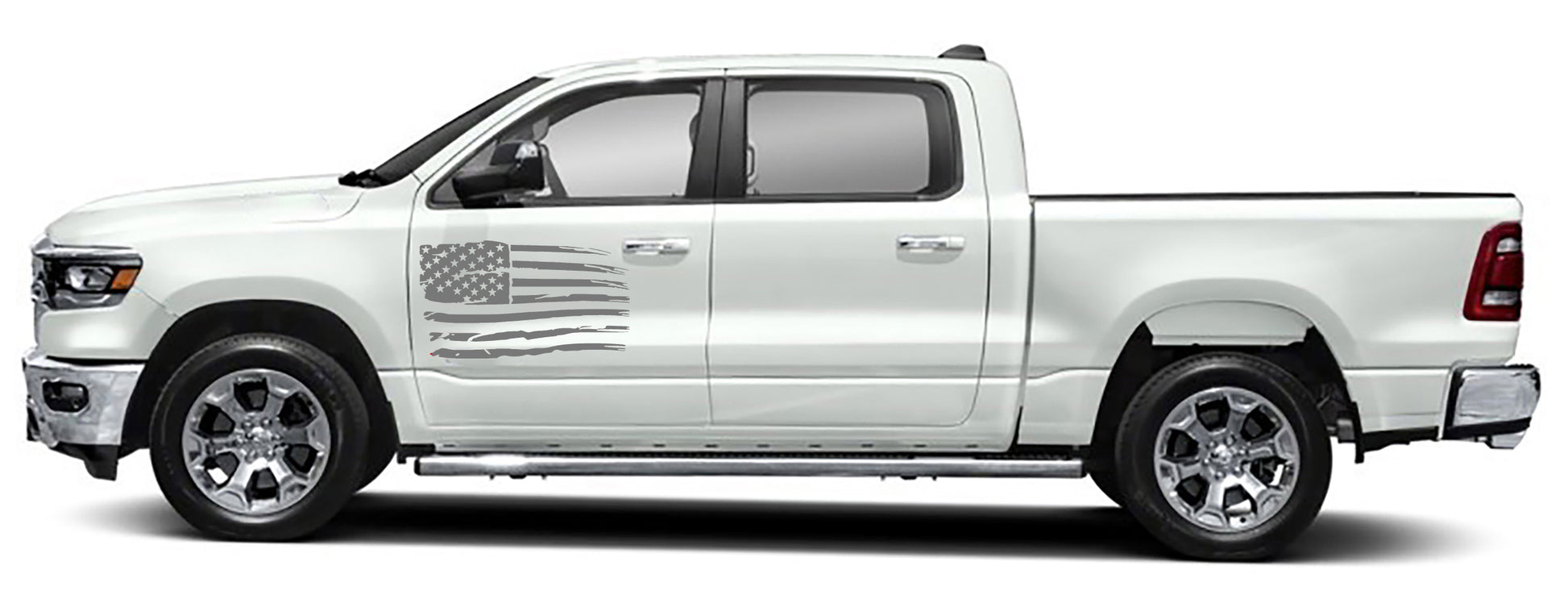 Patriot american flag door graphics for dodge ram 1500 2500 2019 to 2023 models gray