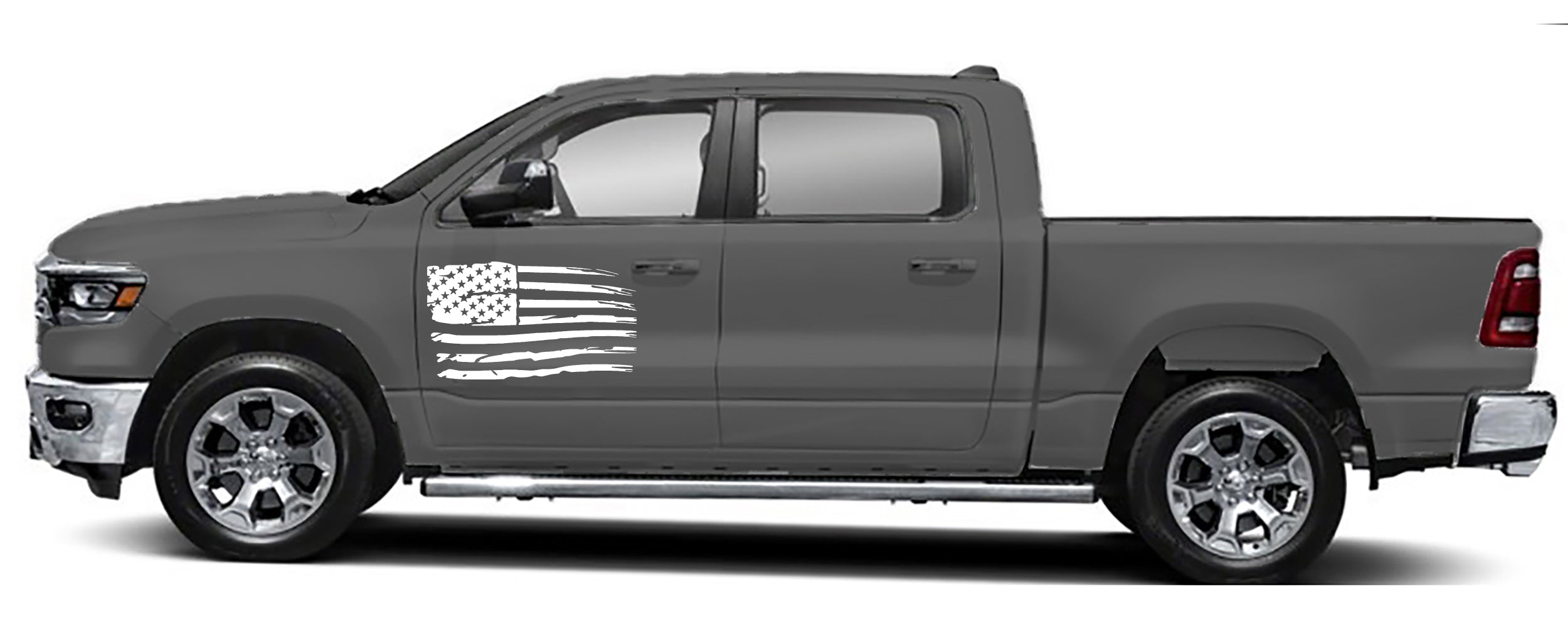 Patriot american flag door graphics for dodge ram 1500 2500 2019 to 2023 models white