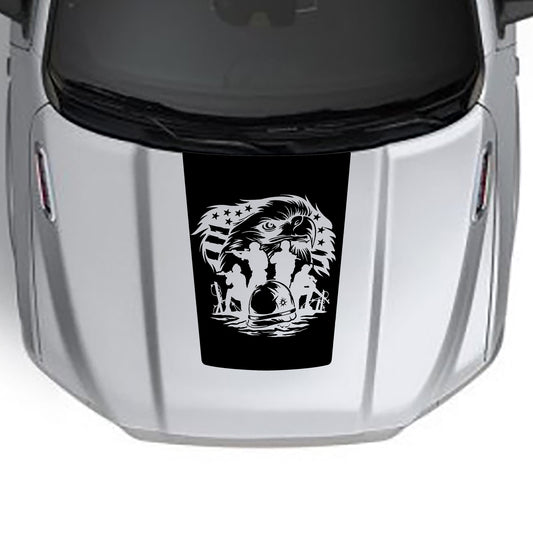 american eagle base hood decal for dodge ram 1500 2019 to 2023 models black