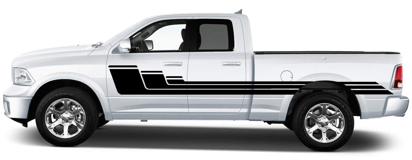 rally side door stripes graphics for dodge ram 2008 to 2018 models black
