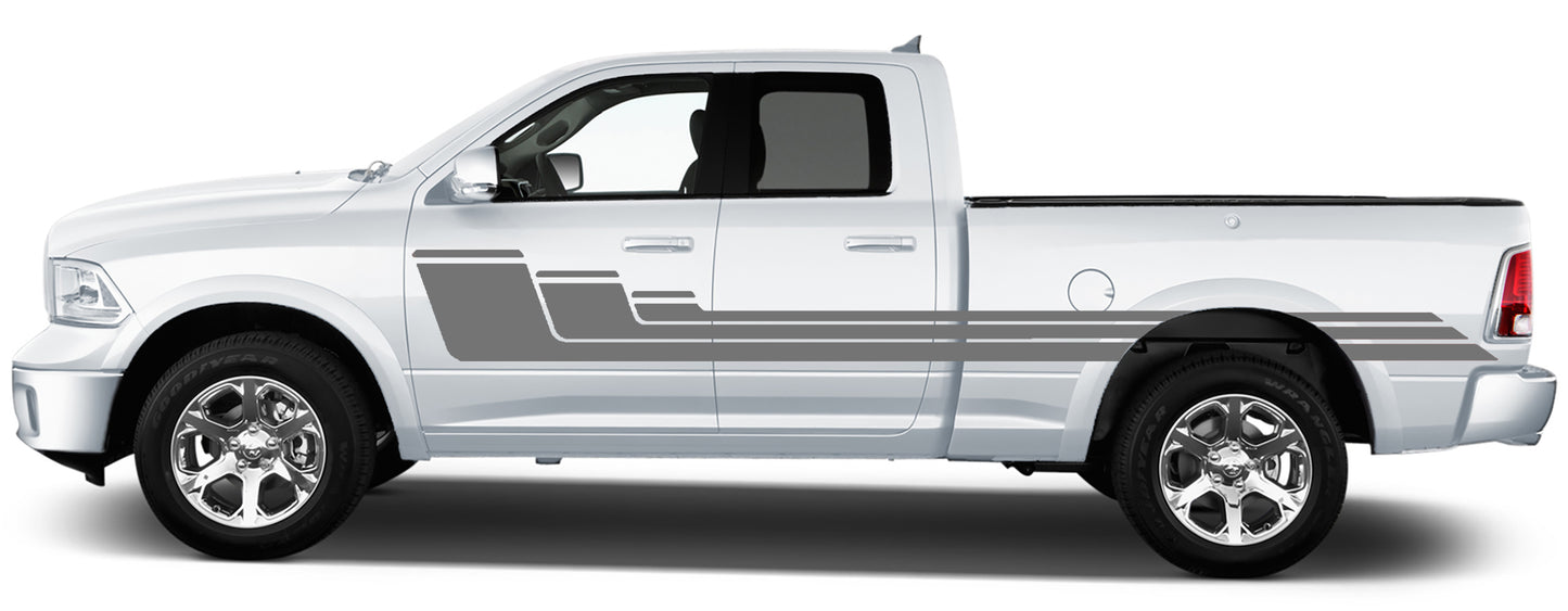 rally side door stripes graphics for dodge ram 2008 to 2018 models gray
