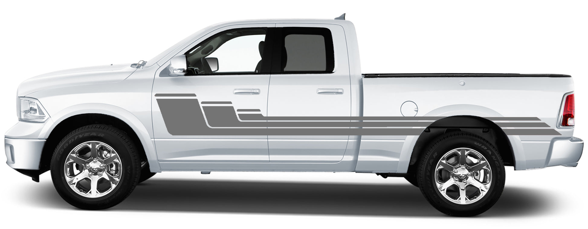 rally side door stripes graphics for dodge ram 2008 to 2018 models gray