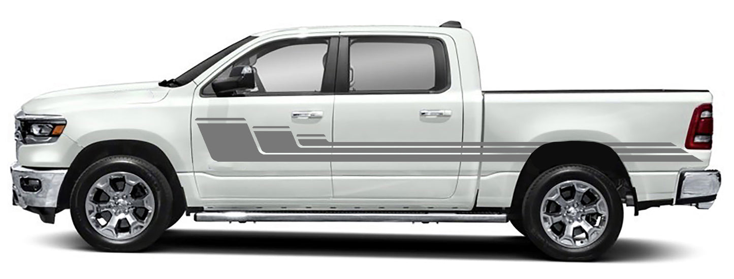 rally side stripes graphics for dodge ram 1500 2500 2019 to 2023 models gray