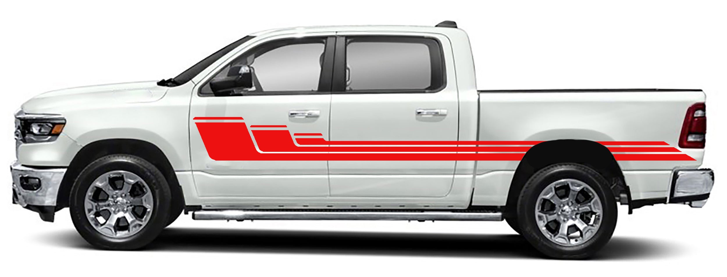 rally side stripes graphics for dodge ram 1500 2500 2019 to 2023 models red