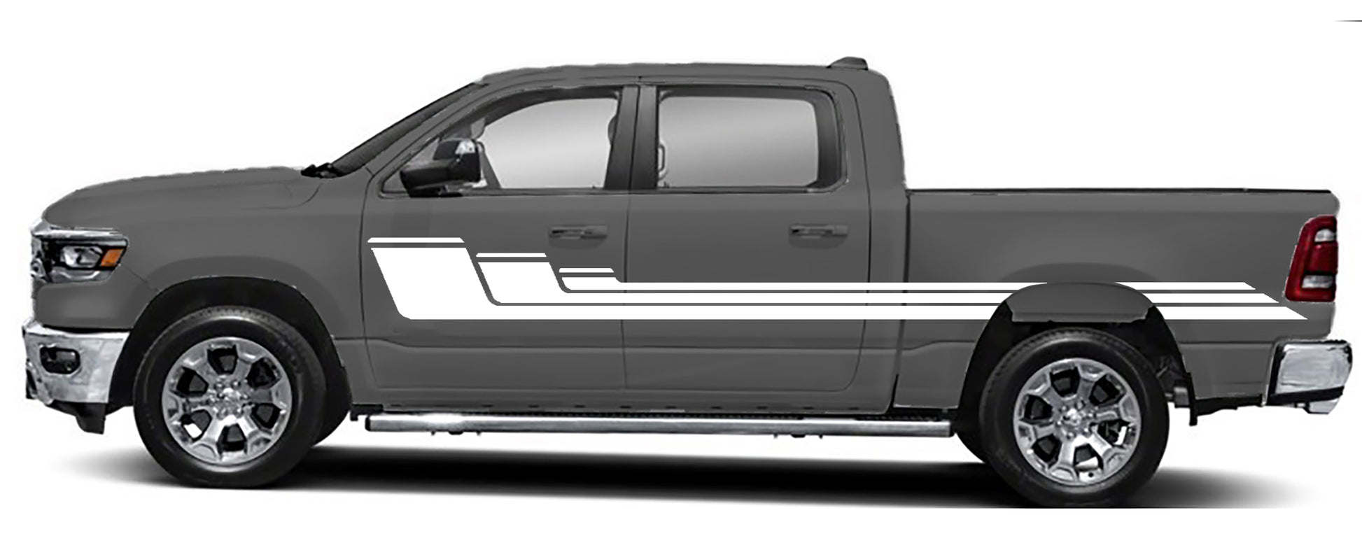 rally side stripes graphics for dodge ram 1500 2500 2019 to 2023 models white