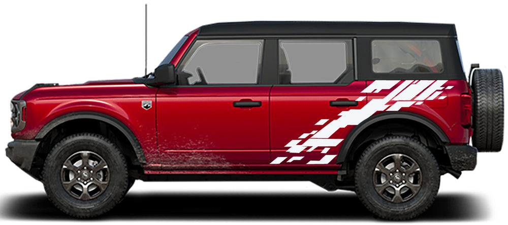 Custom Graphics Raptor Bronco Ford Bronco Raptor Style Digital Mud Splash Side Decals (Pair) : Vinyl