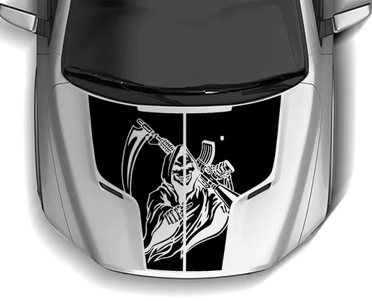 reaper hood graphics for dodge ram 1500  hemi 2009 to 2018 models black