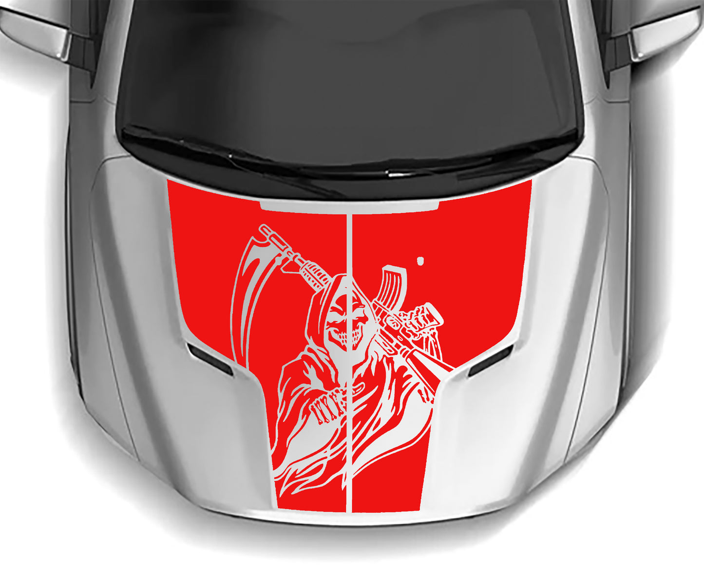 reaper hood graphics for dodge ram 1500  hemi 2009 to 2018 models red