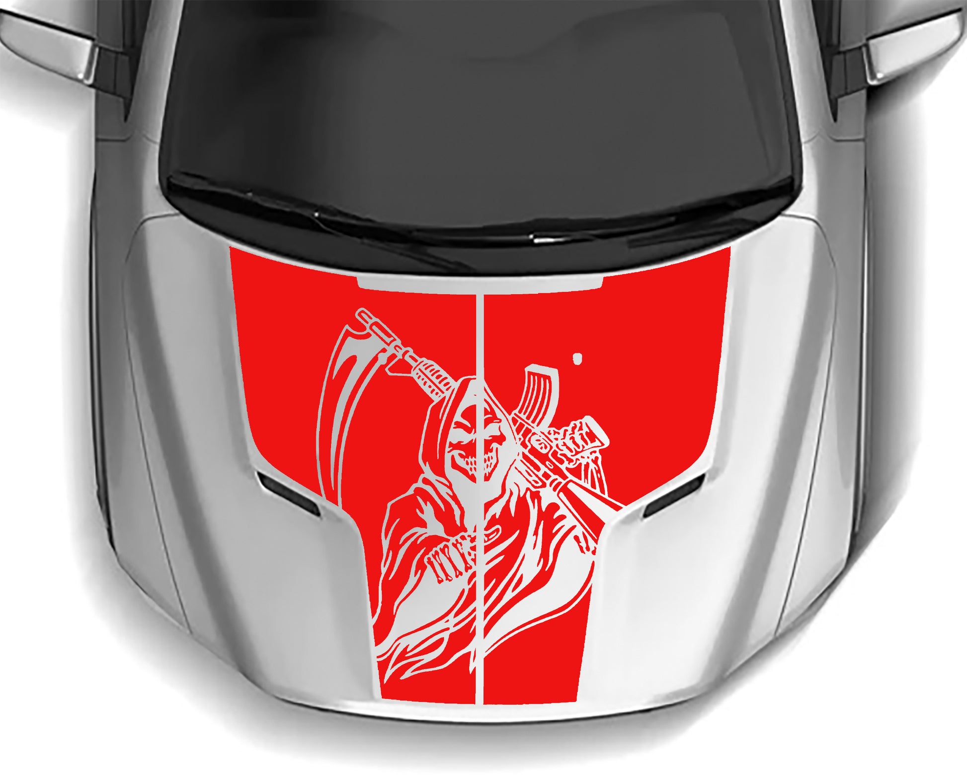 reaper hood graphics for dodge ram 1500  hemi 2009 to 2018 models red