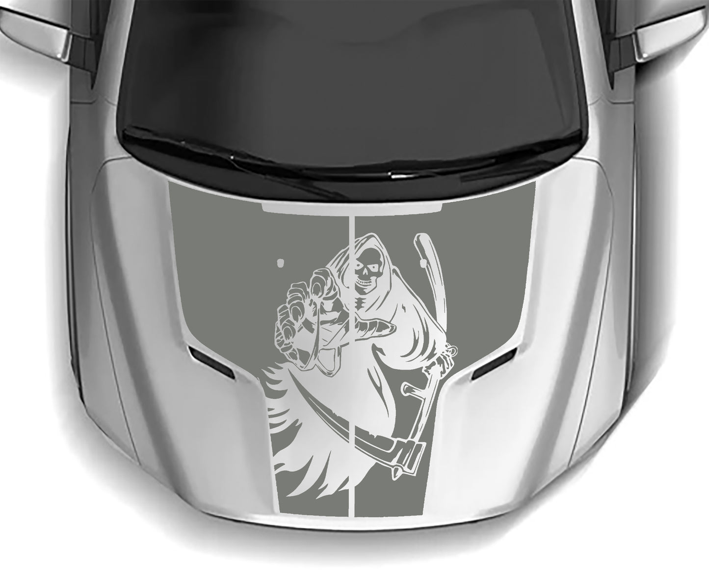 reaper hood graphics for dodge ram 1500 hemi 2009 to 2018 models gray