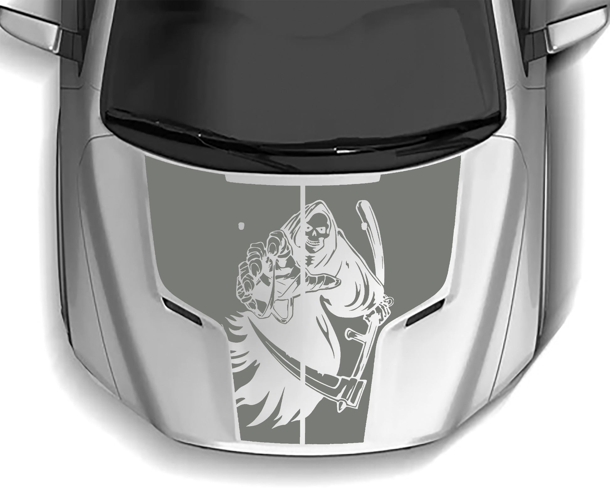 reaper hood graphics for dodge ram 1500 hemi 2009 to 2018 models gray