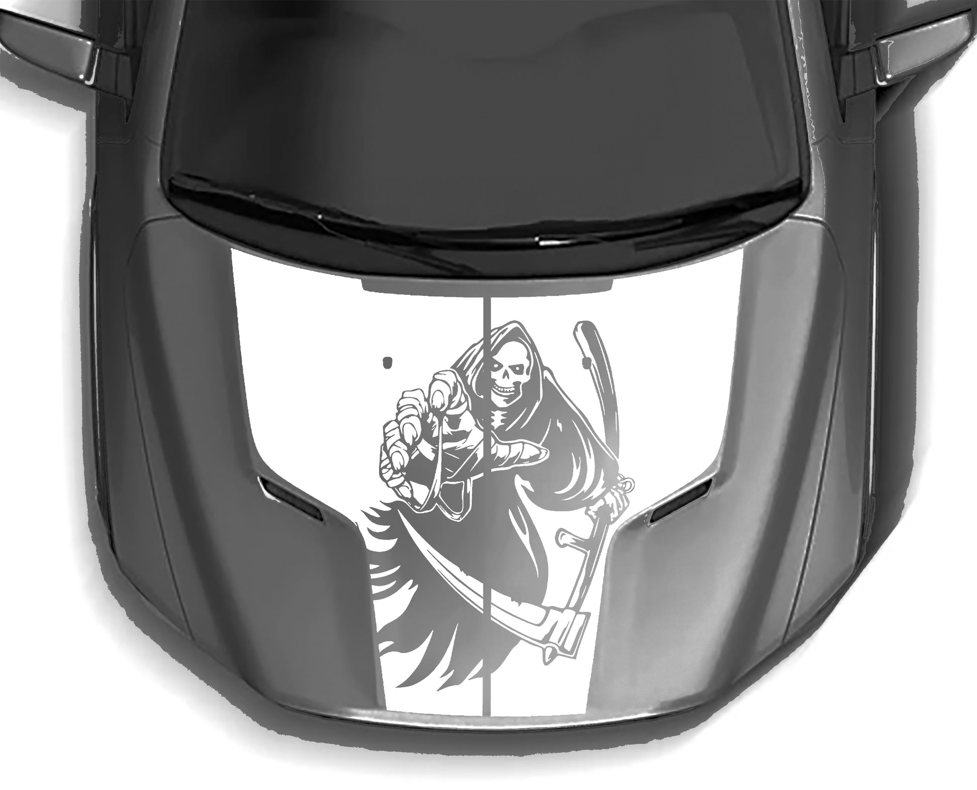 reaper hood graphics for dodge ram 1500 hemi 2009 to 2018 models white