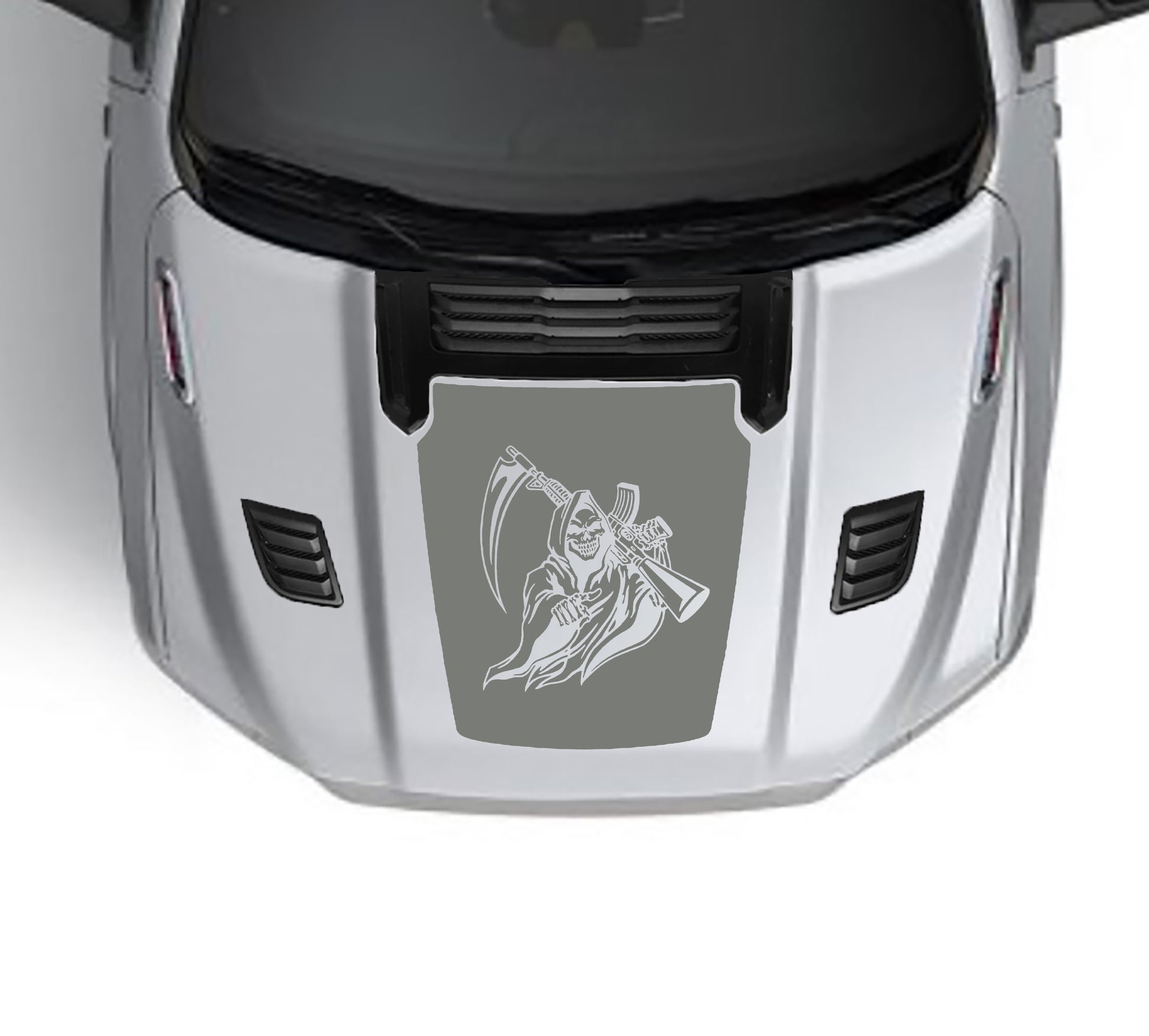 reaper performance hood graphics for dodge ram 1500 2019 to 2023 models gray