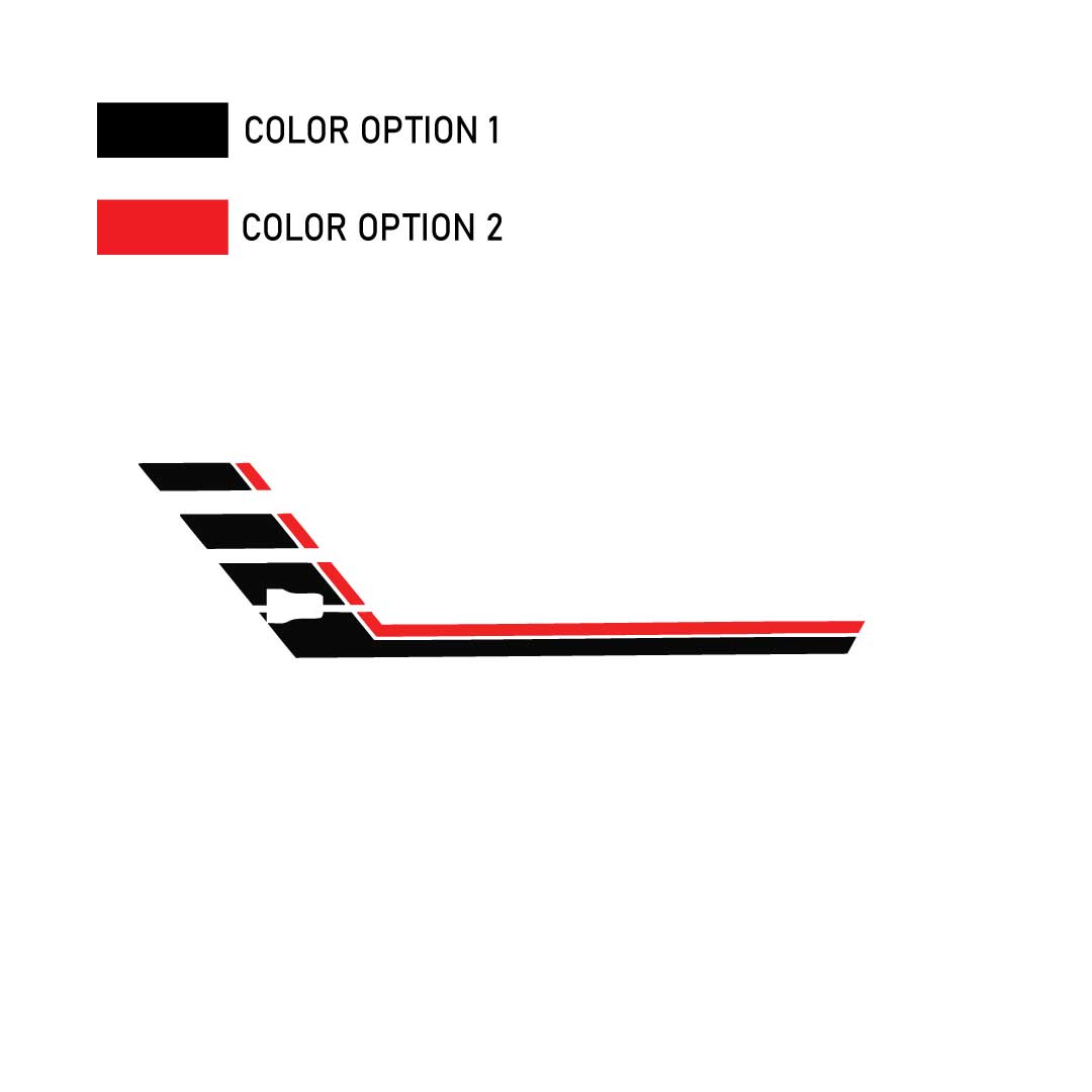 Red and Black Retro Double Hash Stripes on Jeep Wrangler JL