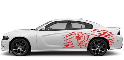 Roaring tiger side decals for dodge charger 2015 to 2023 models red