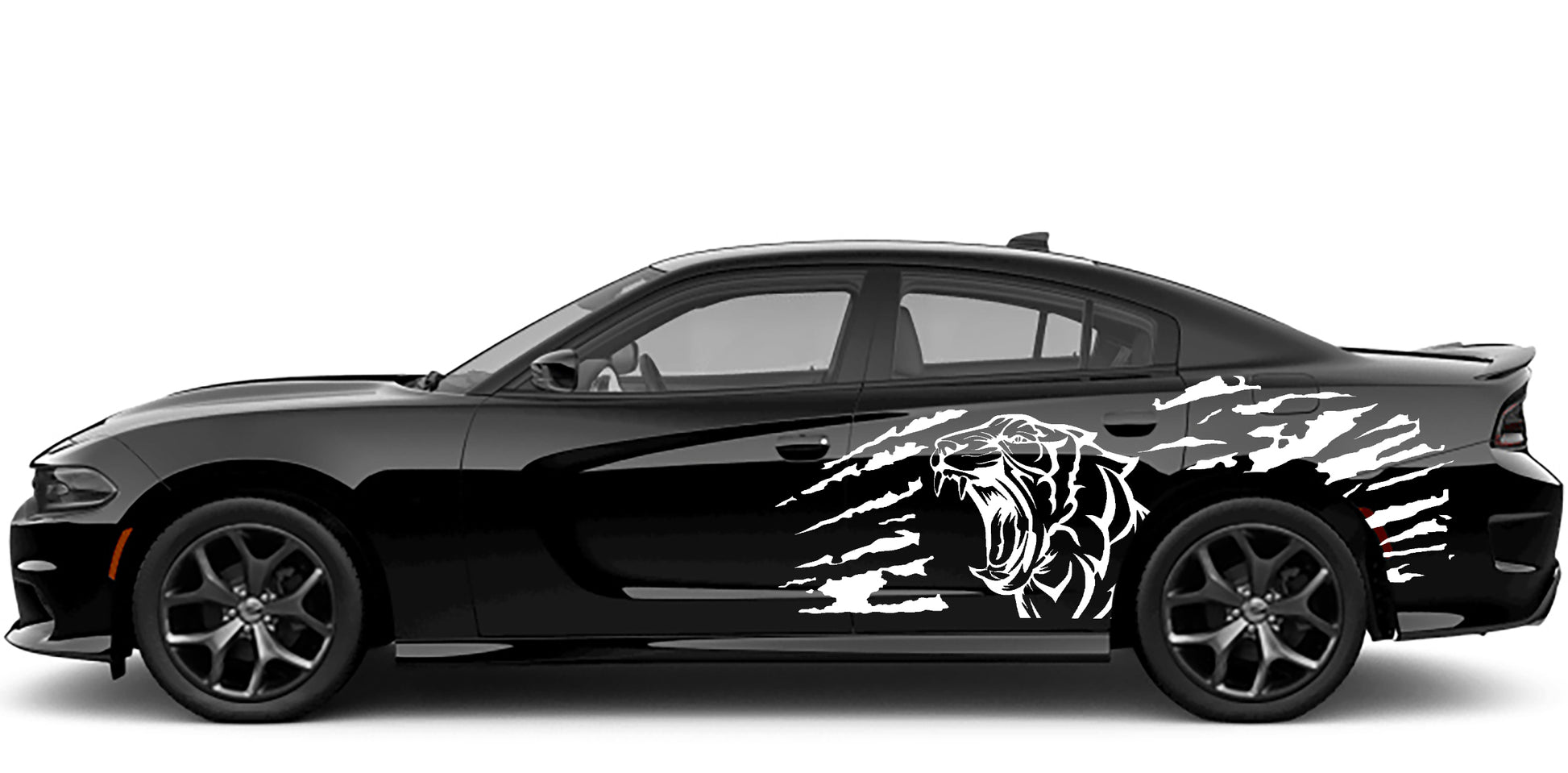Roaring tiger side decals for dodge charger 2015 to 2023 models white