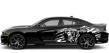 Roaring tiger side decals for dodge charger 2015 to 2023 models white