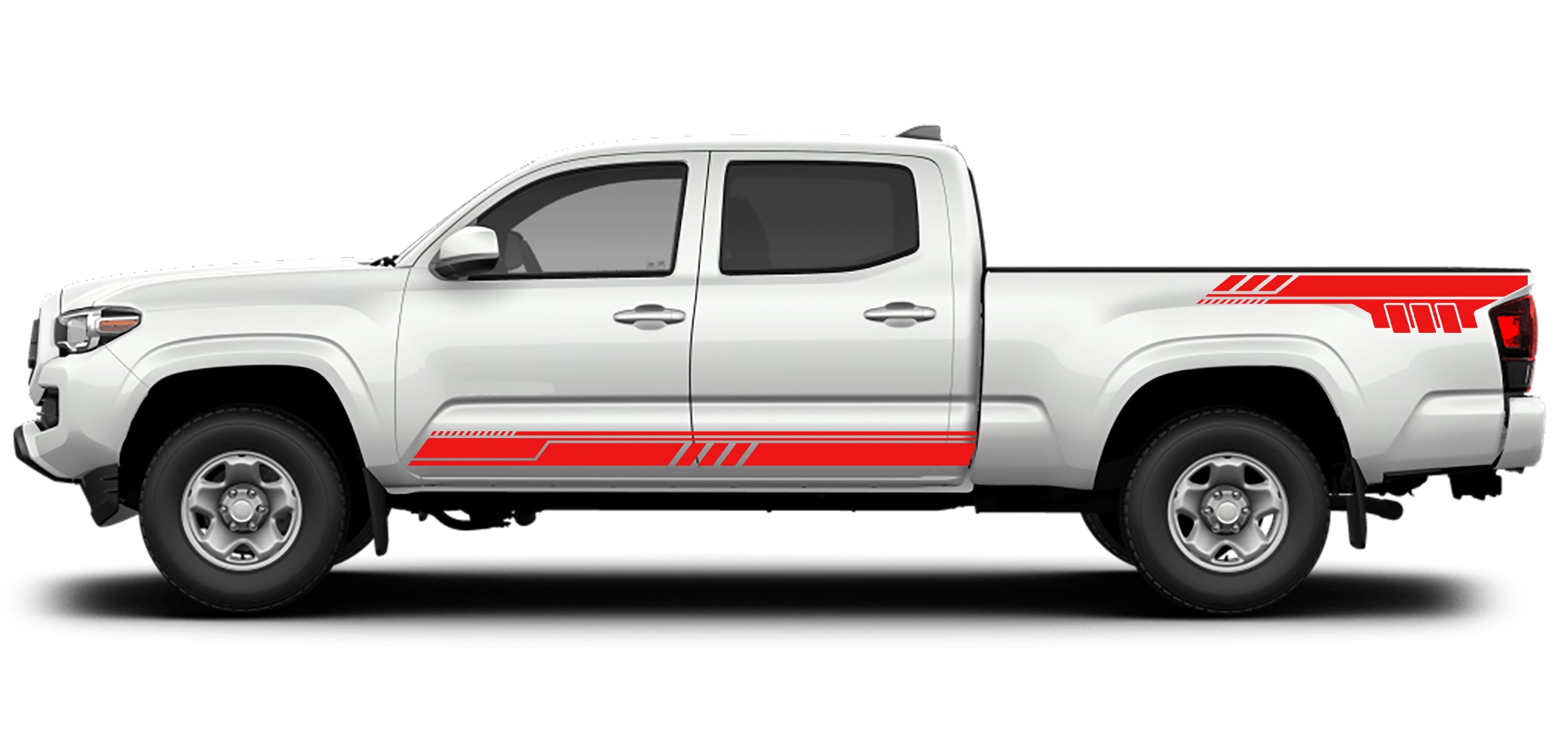 rocker panel and bed decals for toyota tacoma 2016 to 2023 models red