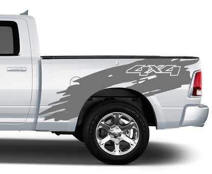 shredded 4x4 bed graphics for dodge ram 2008 to 2018 models gray