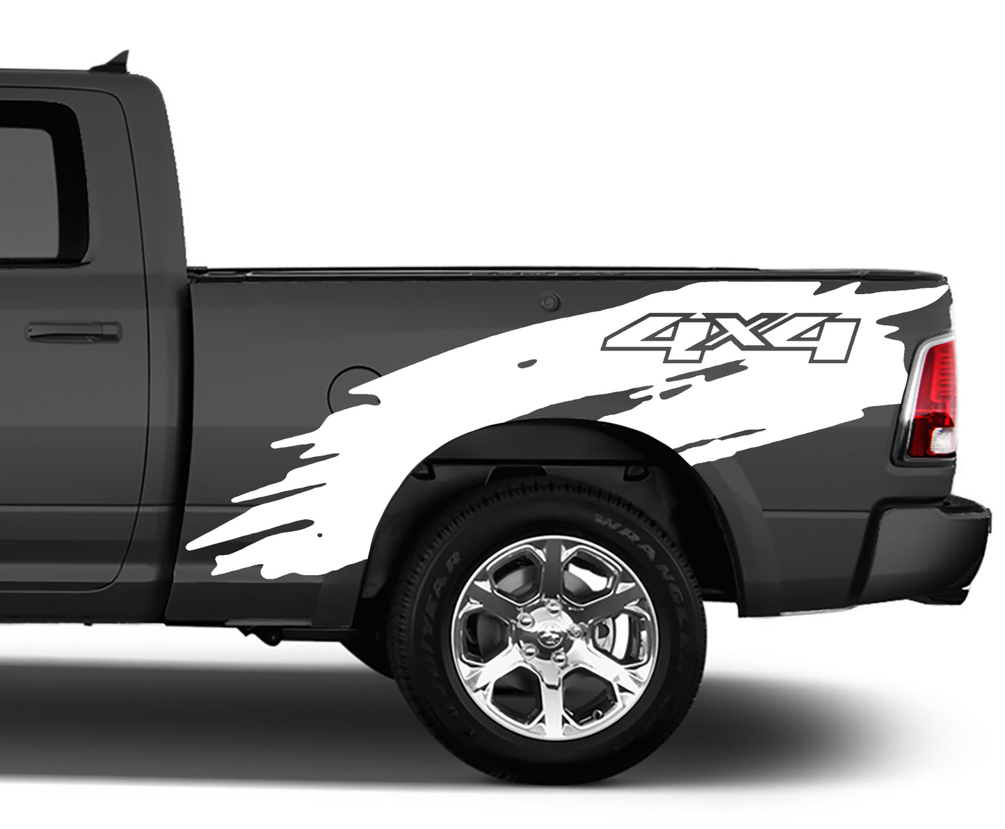 shredded 4x4 bed graphics for dodge ram 2008 to 2018 models white