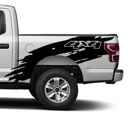 Ford F-150 Shredded 4x4 Bed Decals (Pair) : Vinyl Graphics Kit Fits (2015-2020)