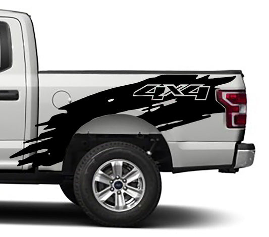 Ford F-150 Shredded 4x4 Bed Decals (Pair) : Vinyl Graphics Kit Fits (2015-2020)